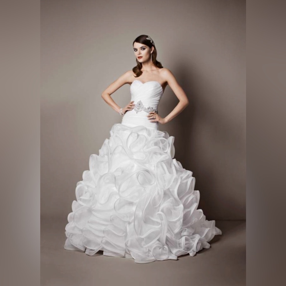 NWB Galina Signature ball gown with embellished waist and ruffled skirt. Size 10